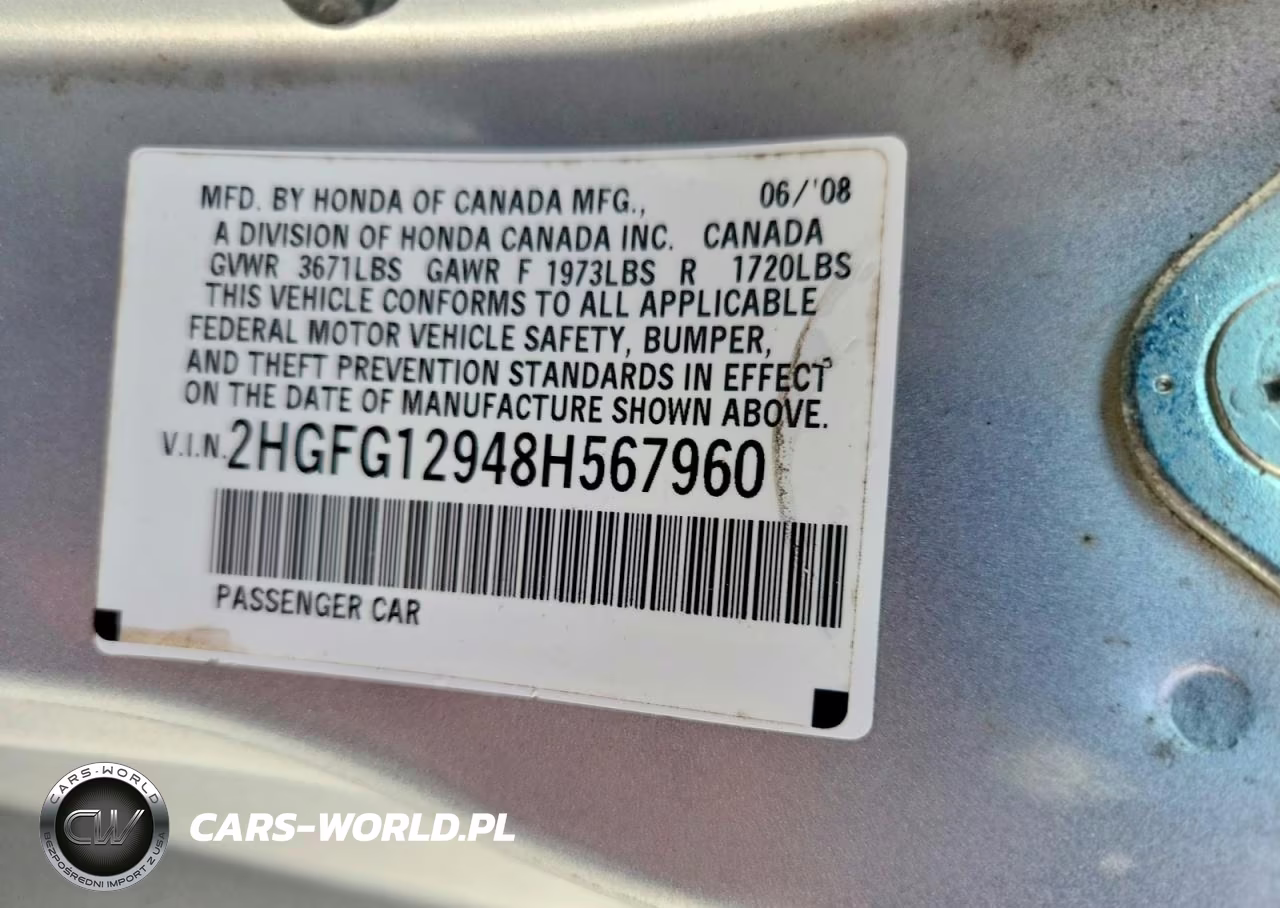 2008 Honda Civic VIN:2HGFG12948H567960 - 12