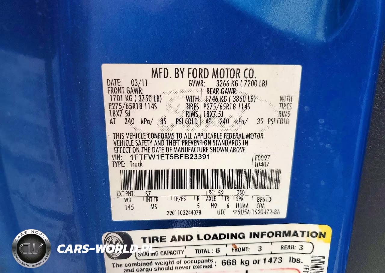 2011 Ford F150 Supercrew VIN:1FTFW1ET5BFB23391 - 12