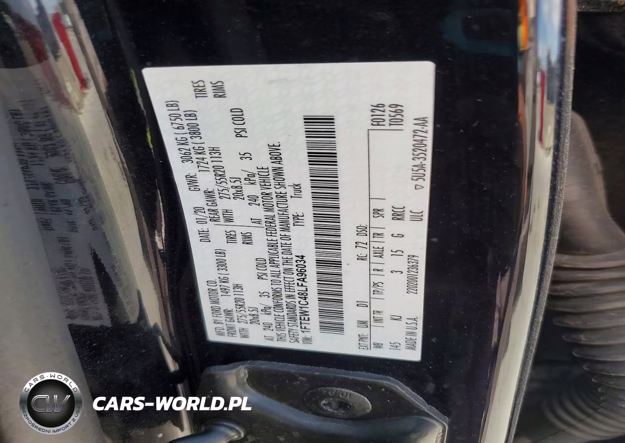 2020 Ford F150 Supercrew VIN:1FTEW1C48LFA96034 - 12