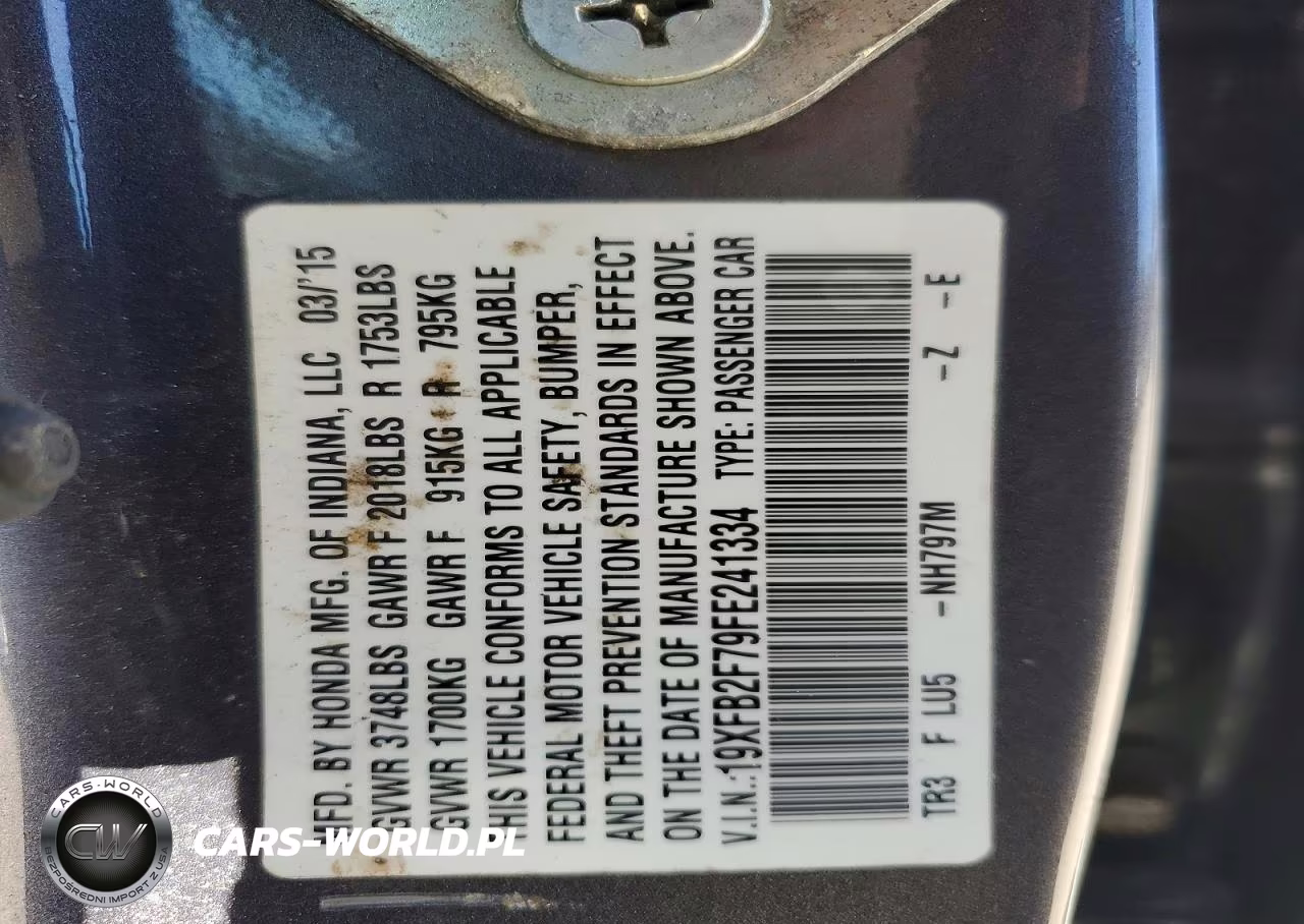 2015 Honda Civic Se VIN:19XFB2F79FE241334 - 13