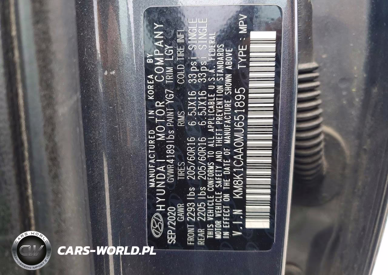 2021 Hyundai Kona Se VIN:KM8K1CAA0MU651895 - 12