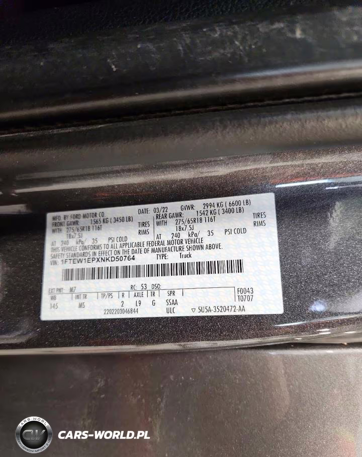 2022 Ford F150 Supercrew VIN:1FTEW1EPXNKD50764 - 12