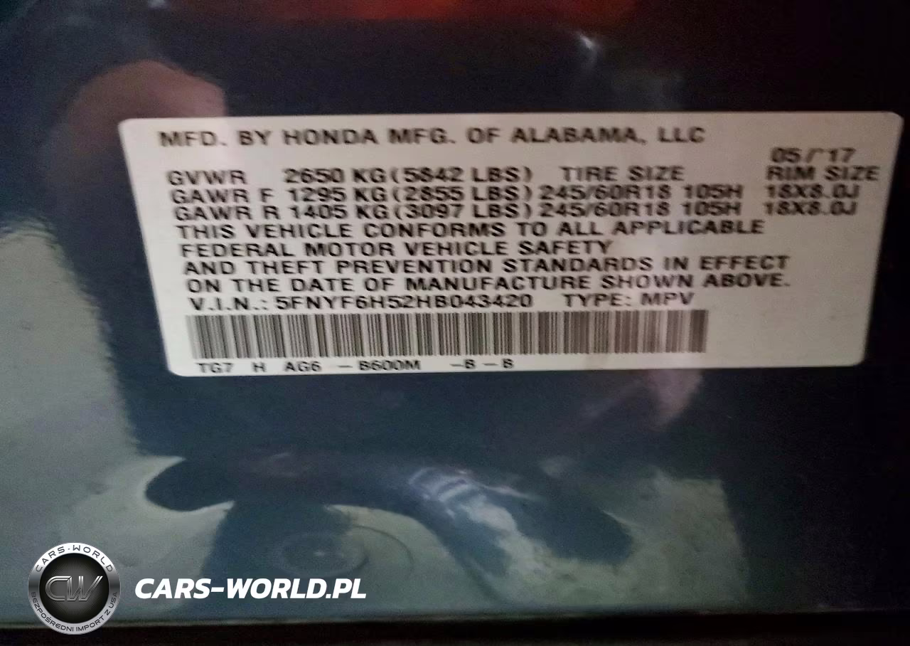 2017 Honda Pilot Exl VIN:5FNYF6H52HB043420 - 14