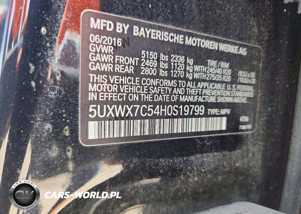 2017 BMW X3 xDrive35I VIN:5UXWX7C54H0S19799 - 13