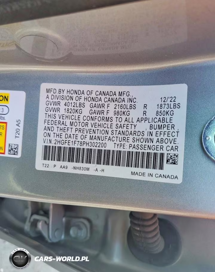2023 Honda Civic Ex VIN:2HGFE1F78PH302200 - 12