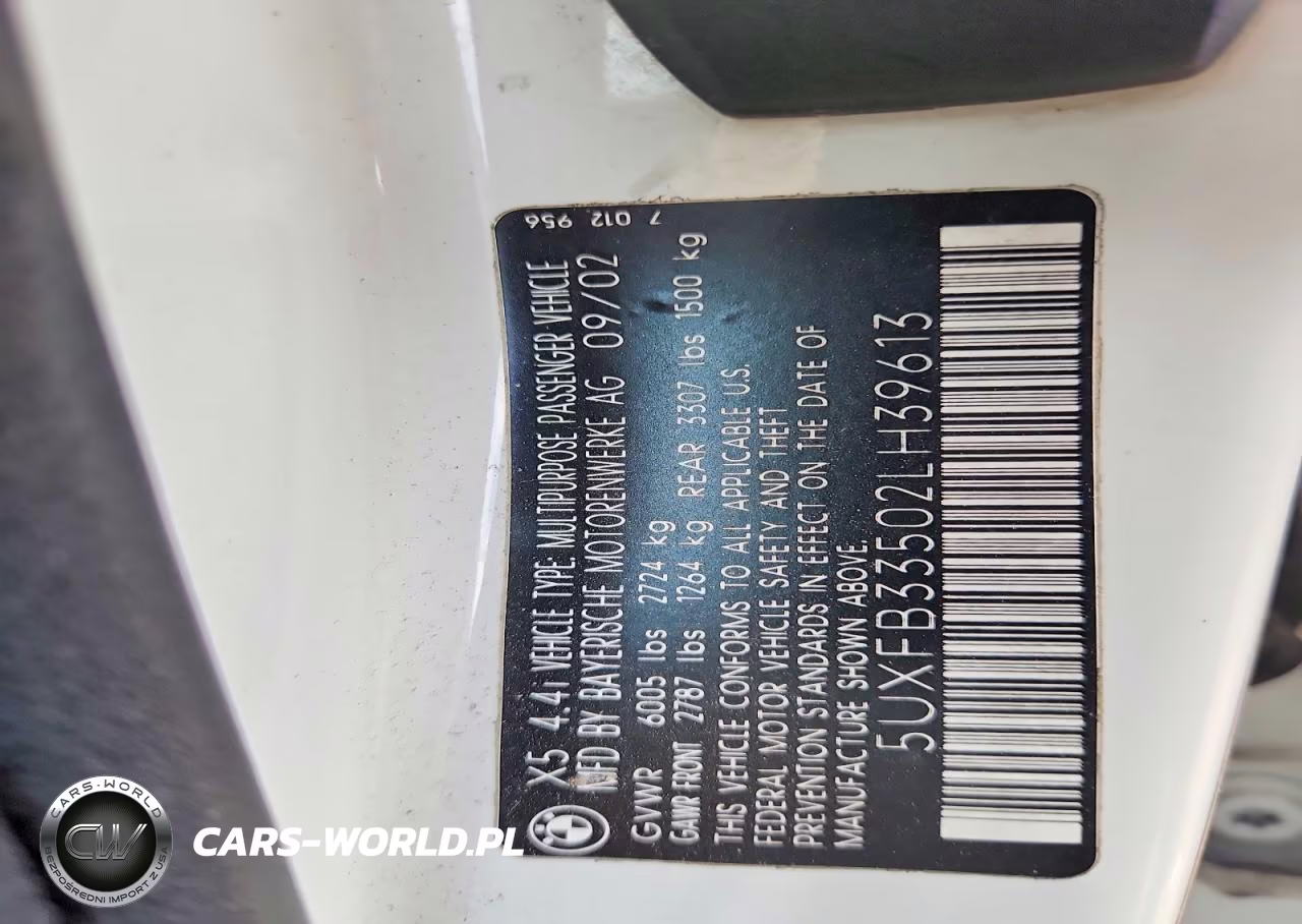 2002 BMW X5 4.4I VIN:5UXFB33502LH39613 - 13