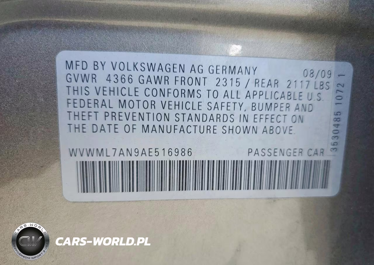 2010 Volkswagen Cc Sport VIN:WVWML7AN9AE516986 - 12