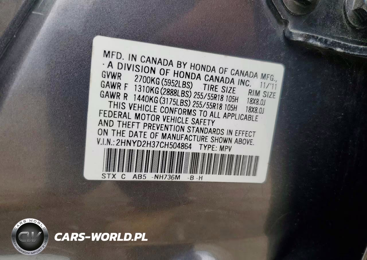 2012 Acura Mdx Technology VIN:2HNYD2H37CH504864 - 13