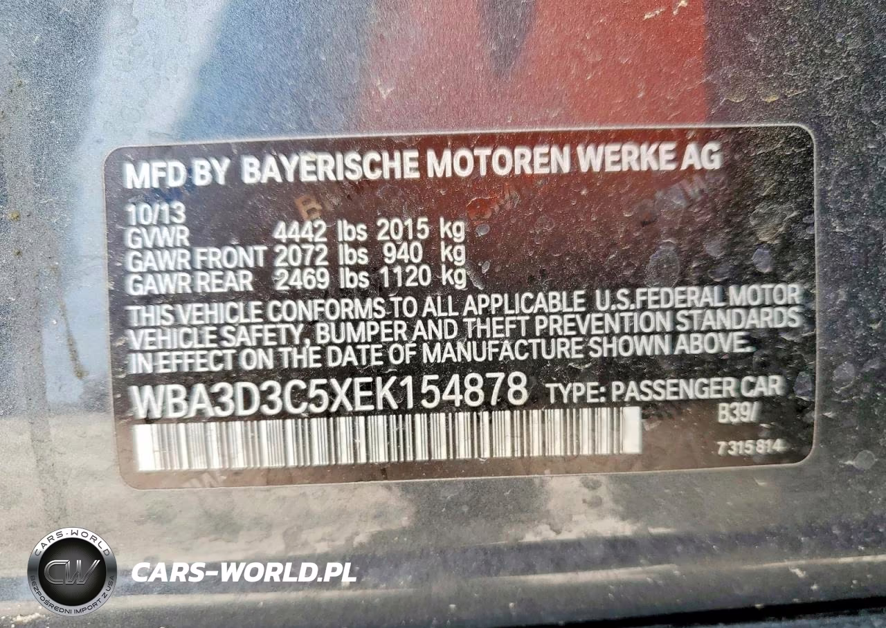 2014 BMW 328 D VIN:WBA3D3C5XEK154878 - 13