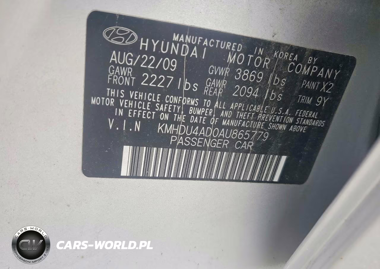 2010 Hyundai Elantra Gls VIN:KMHDU4AD0AU865779 - 12