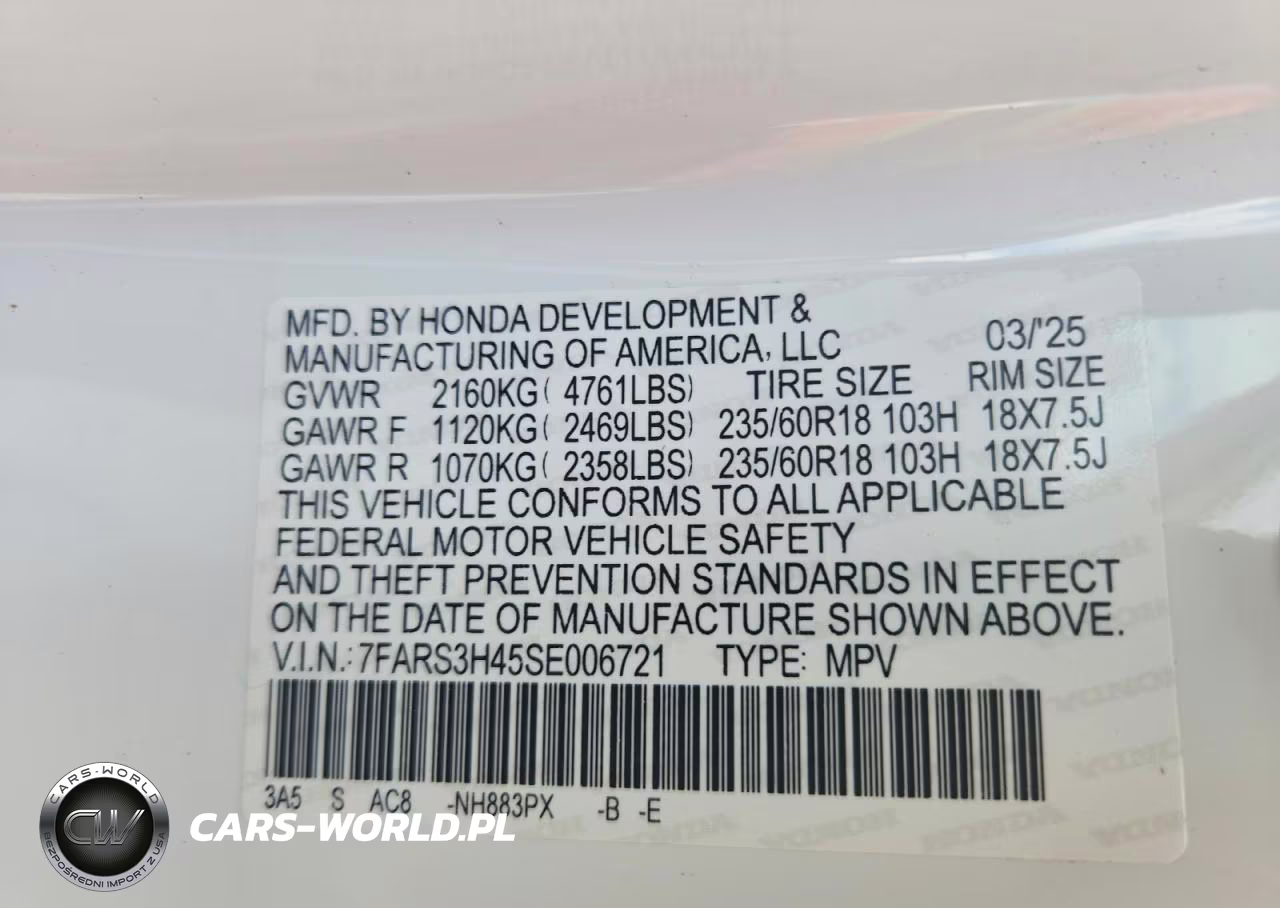 2025 Honda Cr-V Ex VIN:7FARS3H45SE006721 - 14