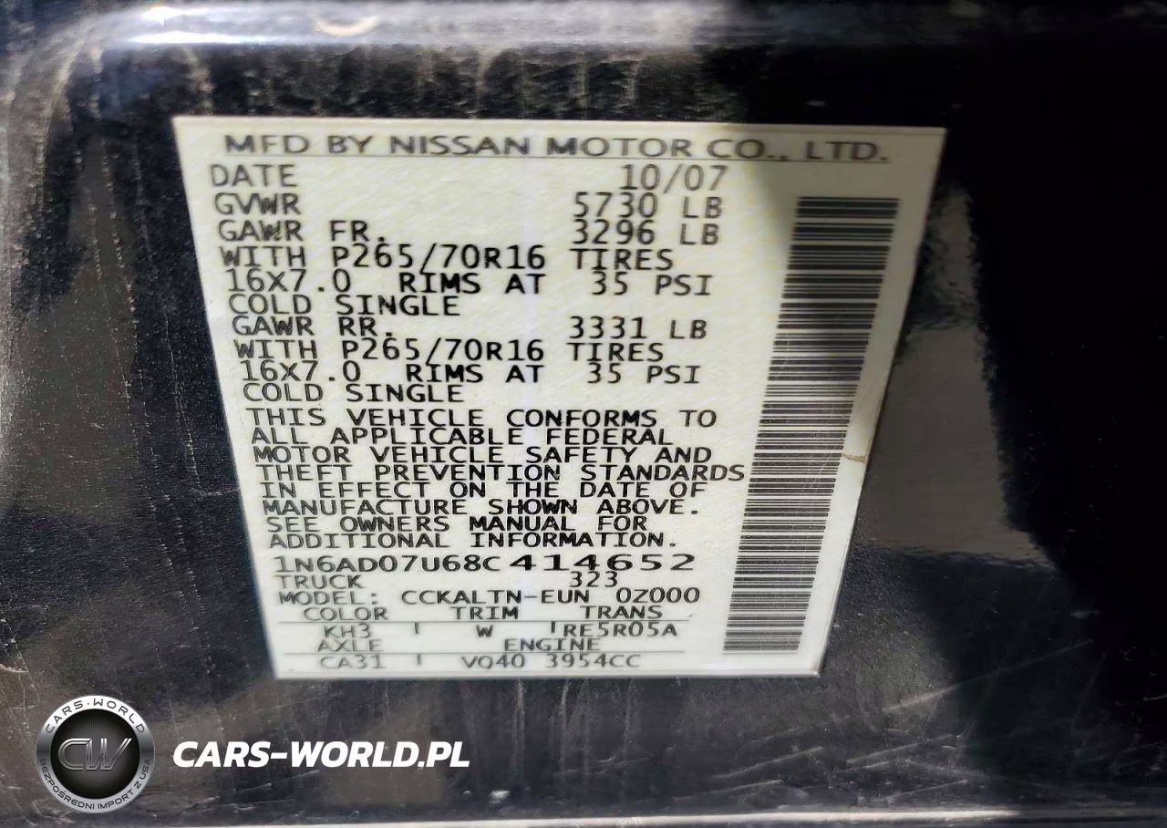 2008 Nissan Frontier Se V6 VIN:1N6AD07U68C414652 - 12
