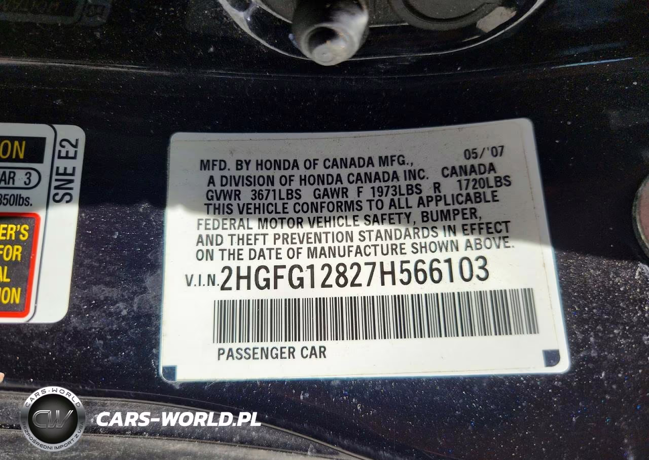 2007 Honda Civic Ex VIN:2HGFG12827H566103 - 12