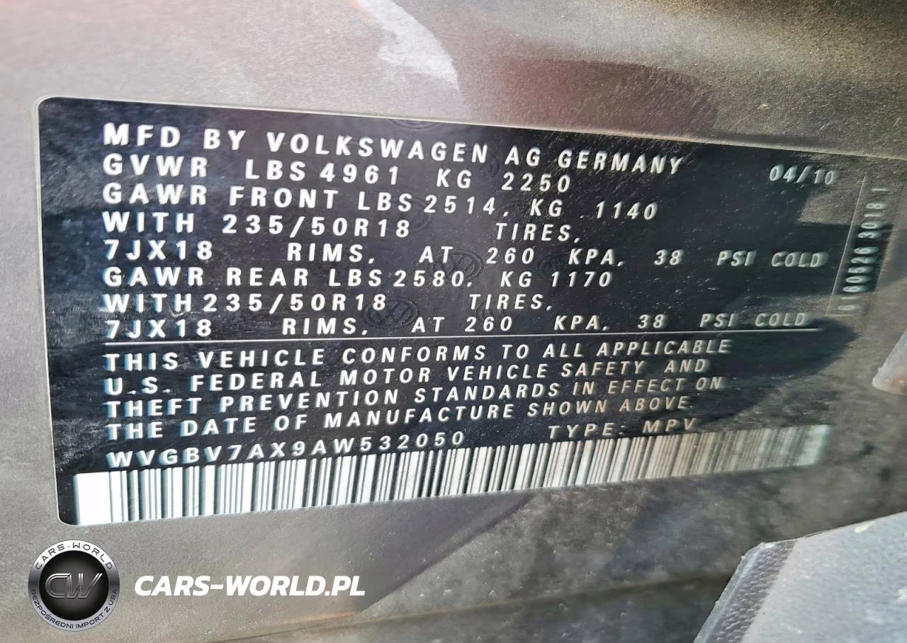 2010 Volkswagen Tiguan Se VIN:WVGBV7AX9AW532050 - 13