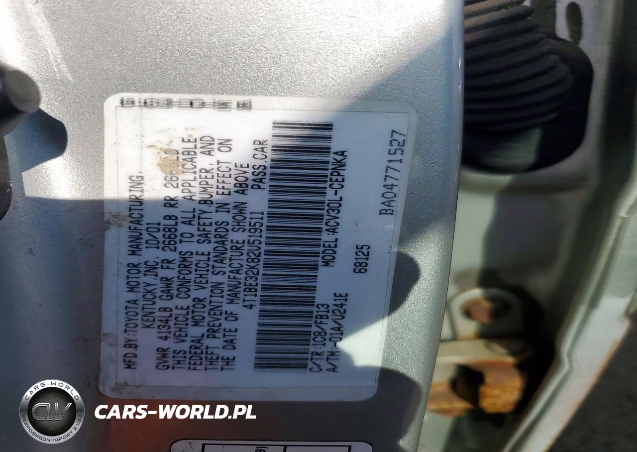 2002 Toyota Camry VIN:4T1BE32K82U519511 - 12