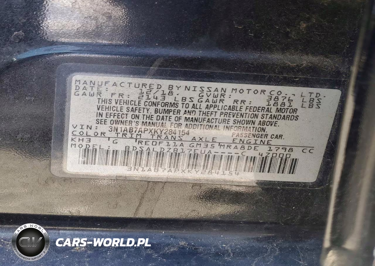 2019 Nissan Sentra Sv VIN:3N1AB7APXKY284154 - 12