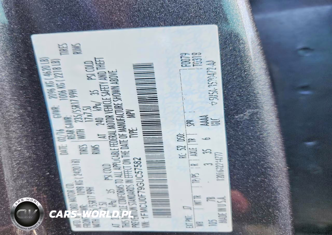 2016 Ford Escape S VIN:1FMCU0F79GUC57582 - 12
