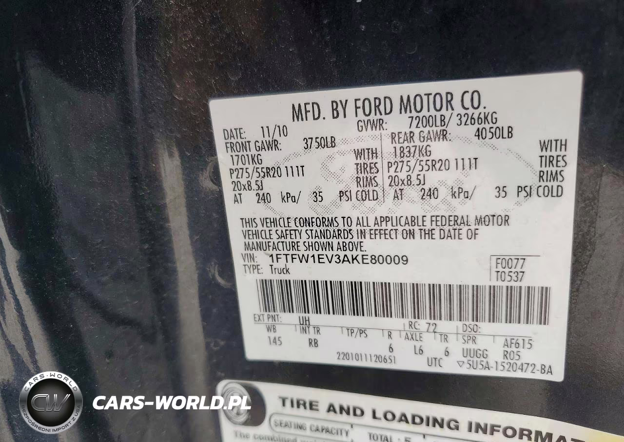 2010 Ford F150 Supercrew VIN:1FTFW1EV3AKE80009 - 13