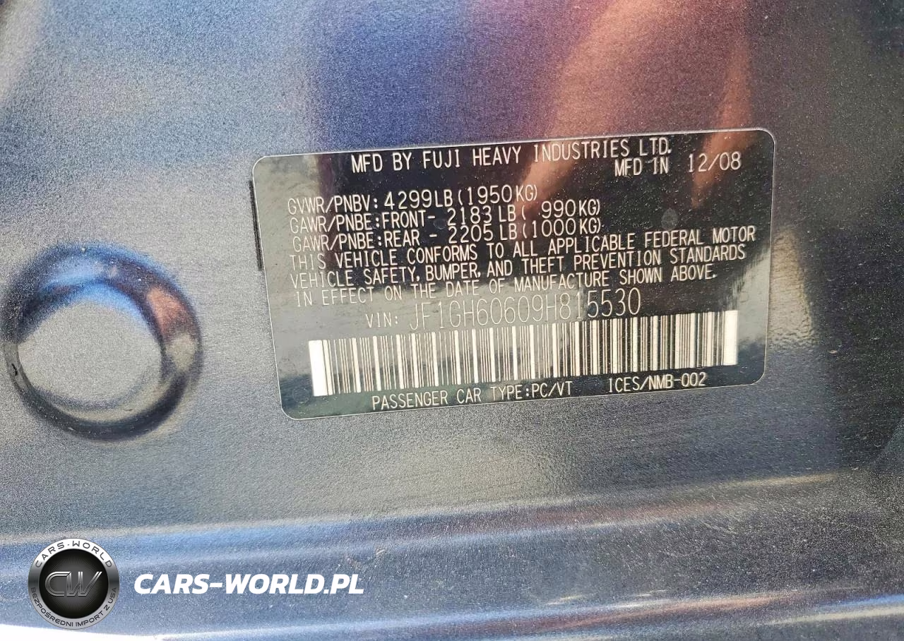 2009 Subaru Impreza 2.5I Premium VIN:JF1GH60609H815530 - 12
