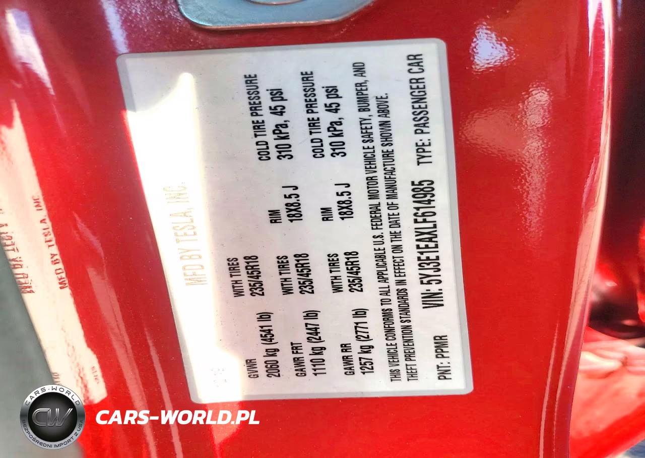 2020 Tesla Model 3 VIN:5YJ3E1EAXLF614985 - 12