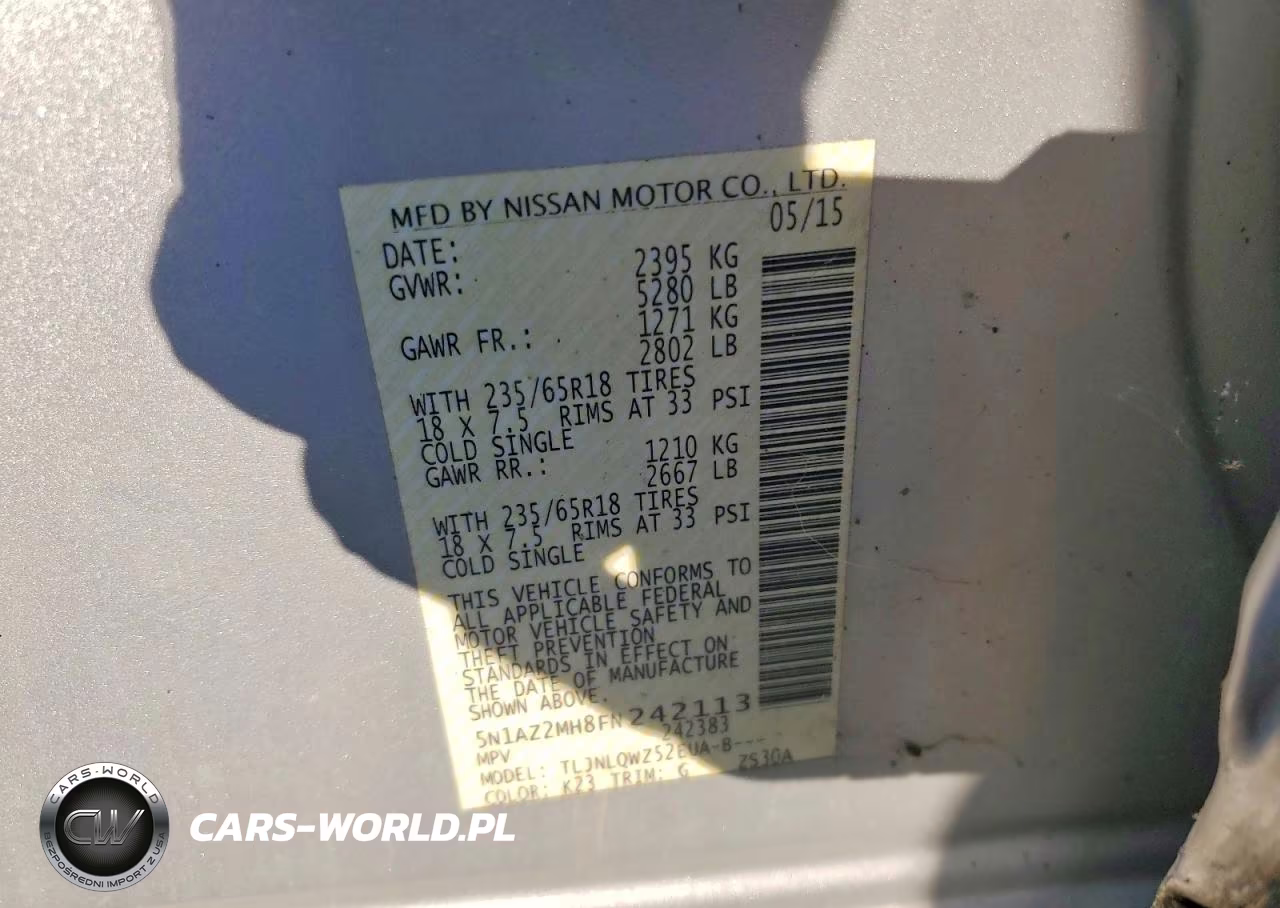 2015 Nissan Murano Sv VIN:5N1AZ2MH8FN242113 - 13