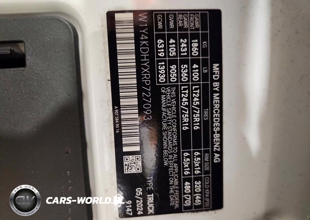 2024 Mercedes-Benz Sprinter 2500 VIN:W1Y4KDHYXRP727093 - 13