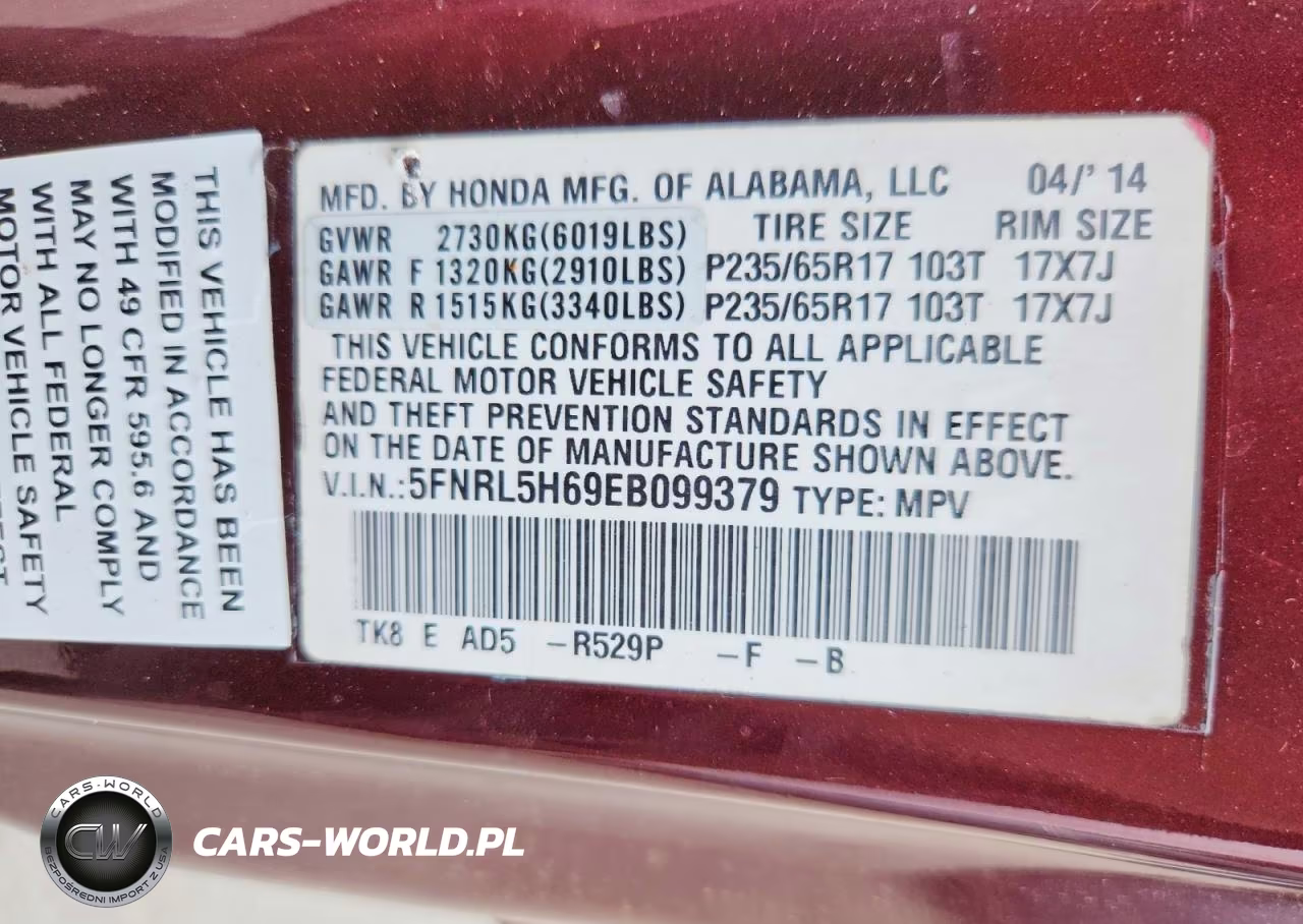 2014 Honda Odyssey Exl VIN:5FNRL5H69EB099379 - 13