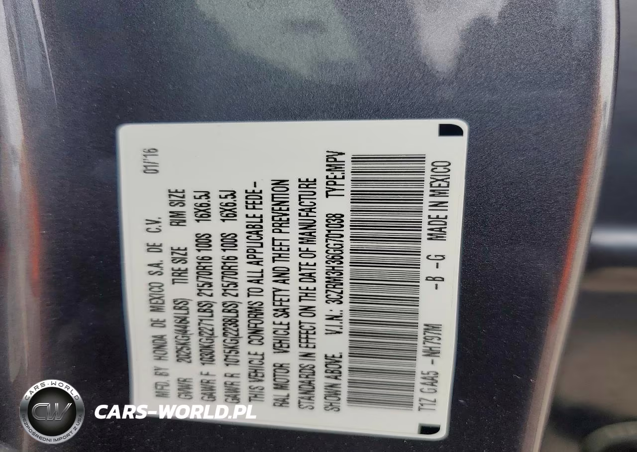2016 Honda Cr-V Lx VIN:3CZRM3H36GG701038 - 13