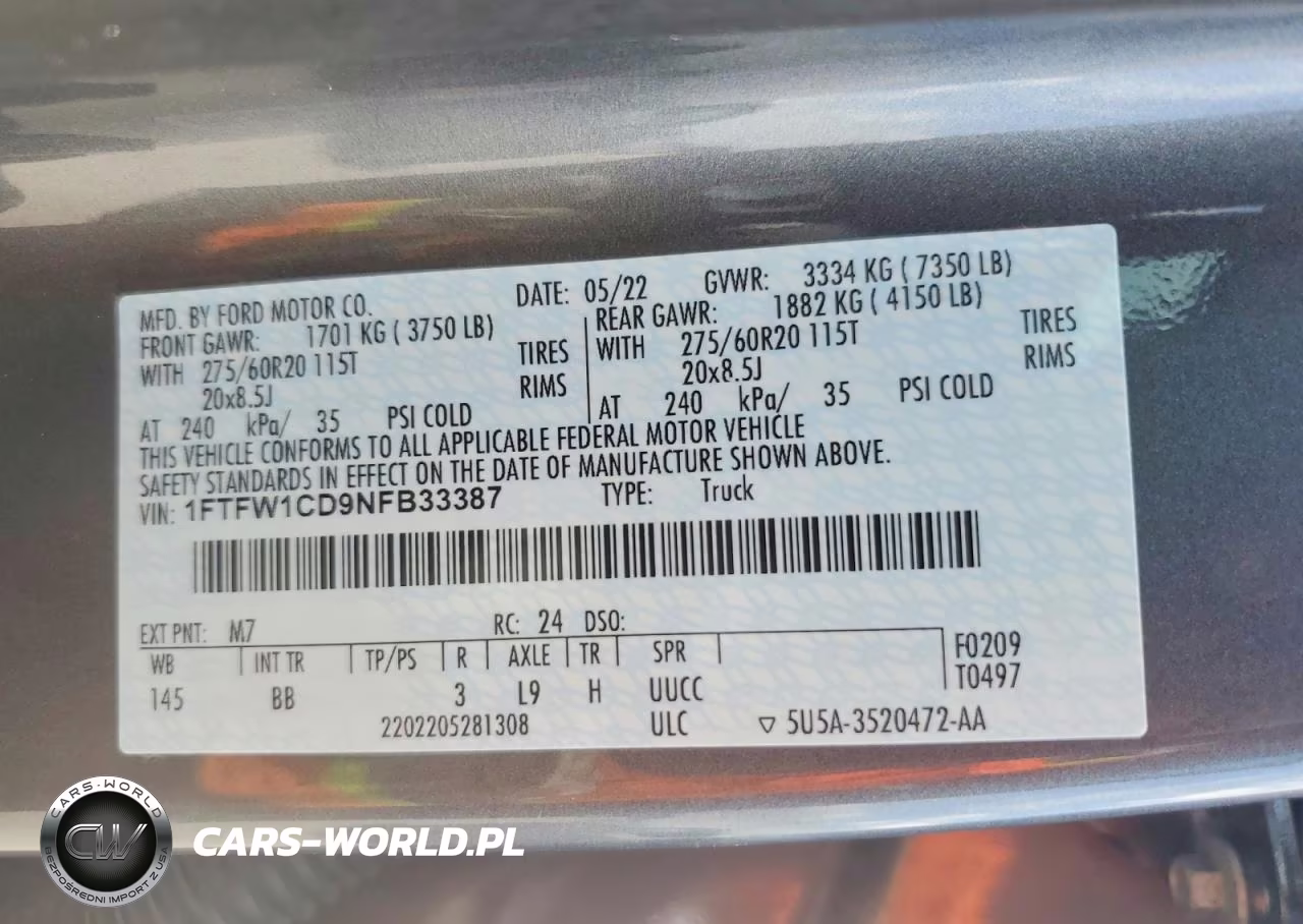2022 Ford F150 Supercrew VIN:1FTFW1CD9NFB33387 - 12