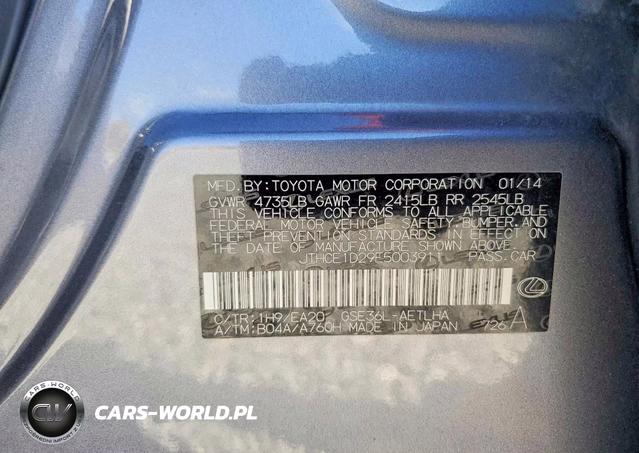 2014 Lexus Is 350 VIN:JTHCE1D29E5003911 - 12