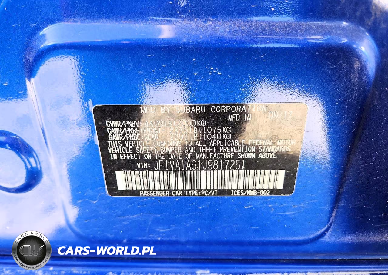 2018 Subaru Wrx VIN:JF1VA1A61J9817251 - 13