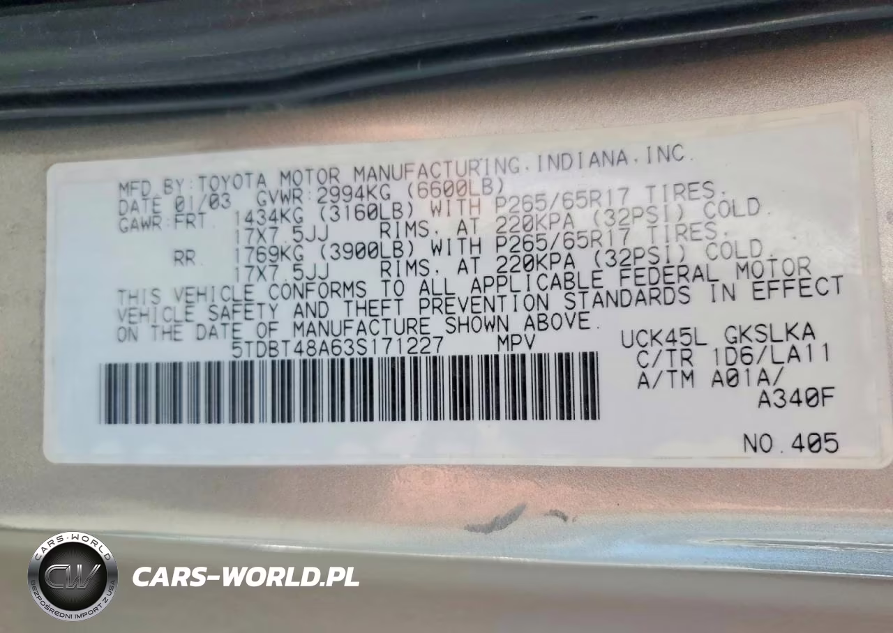 2003 Toyota Sequoia VIN:5TDBT48A63S171227 - 13