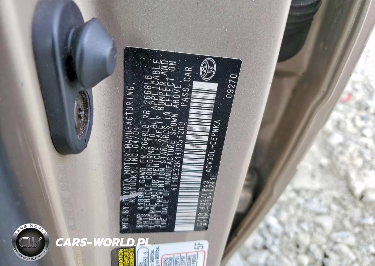 2004 Toyota Camry Le VIN:4T1BE32K14U354209 - 12