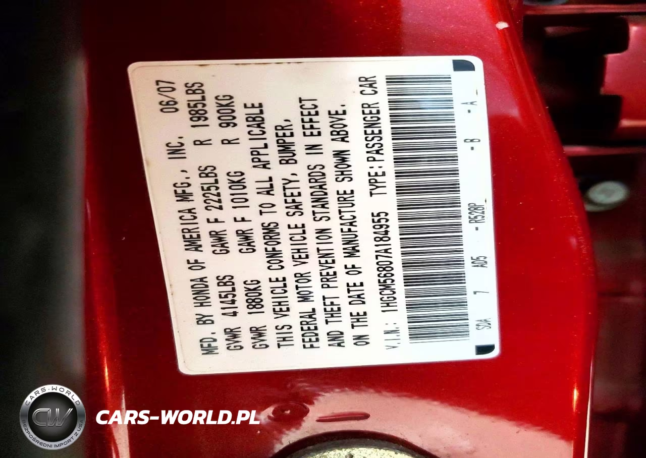 2007 Honda Accord Ex VIN:1HGCM56807A184955 - 13