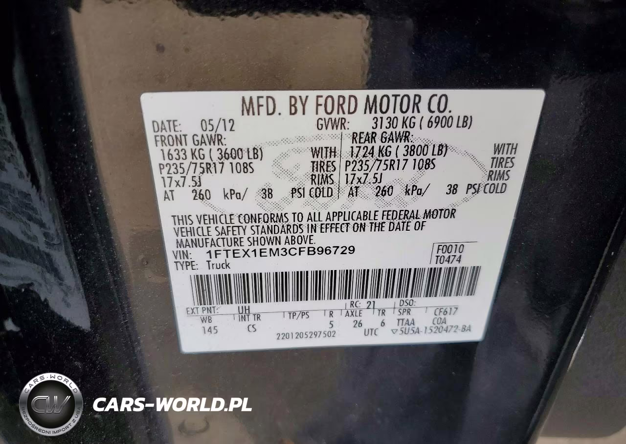 2012 Ford F150 Super Cab VIN:1FTEX1EM3CFB96729 - 12