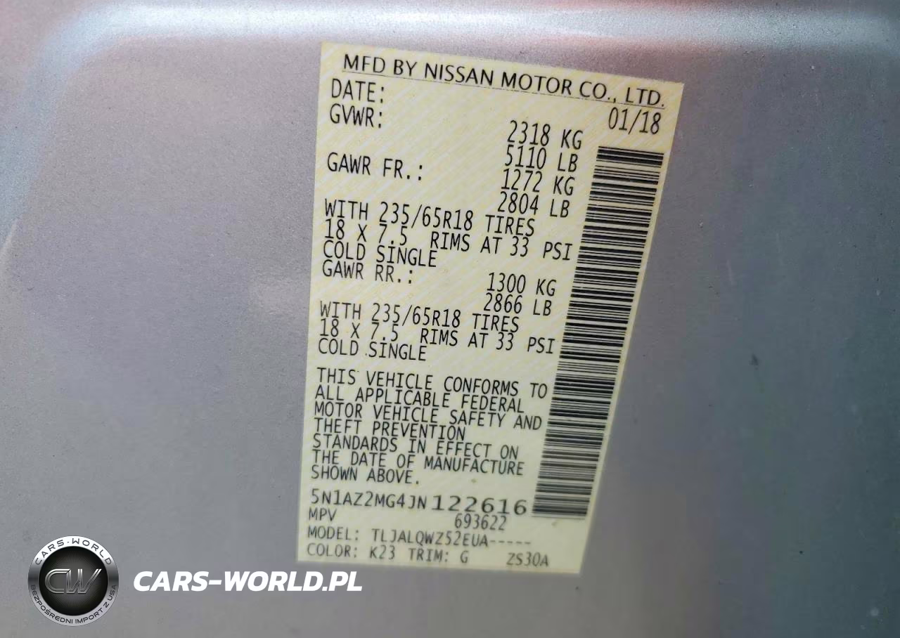 2018 Nissan Murano Sv VIN:5N1AZ2MG4JN122616 - 13