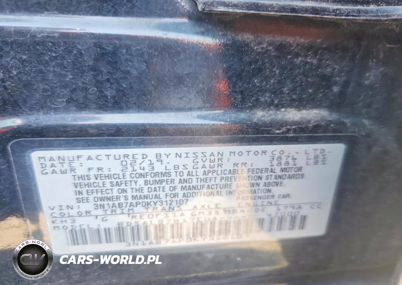 2019 Nissan Sentra S VIN:3N1AB7AP0KY312107 - 12
