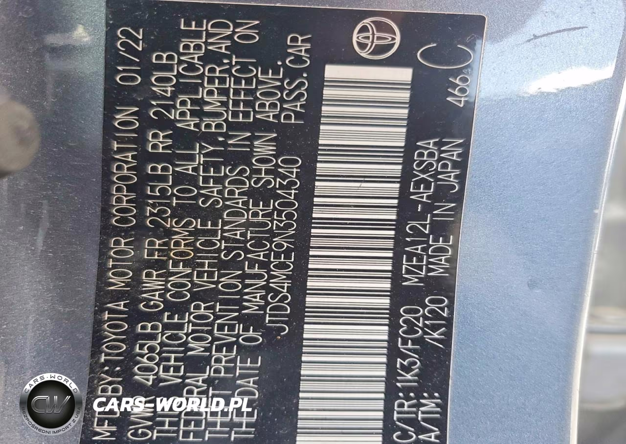 2022 Toyota Corolla Se VIN:JTDS4MCE9N3504340 - 12