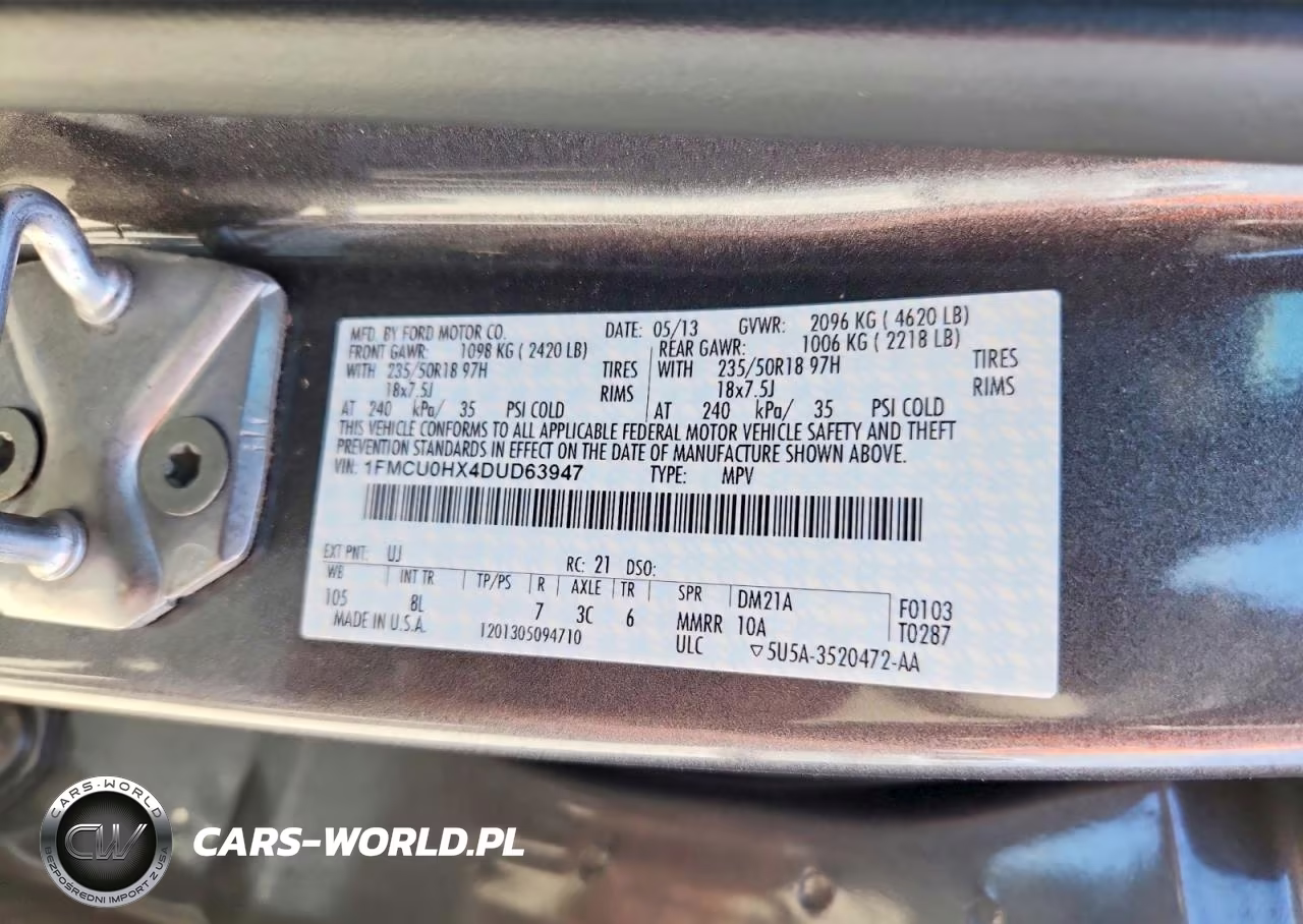 2013 Ford Escape Sel VIN:1FMCU0HX4DUD63947 - 13