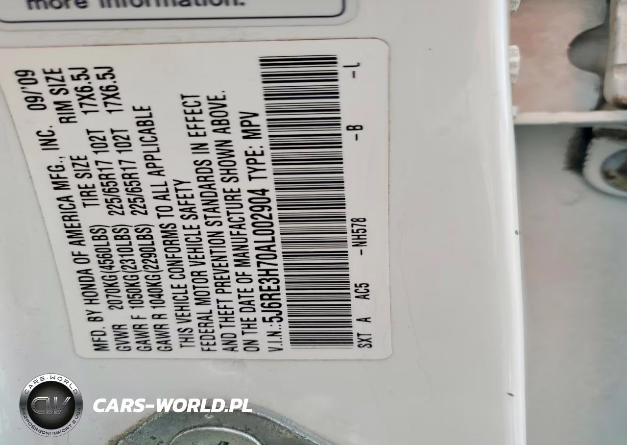 2010 Honda Cr-V Exl VIN:5J6RE3H70AL002904 - 12