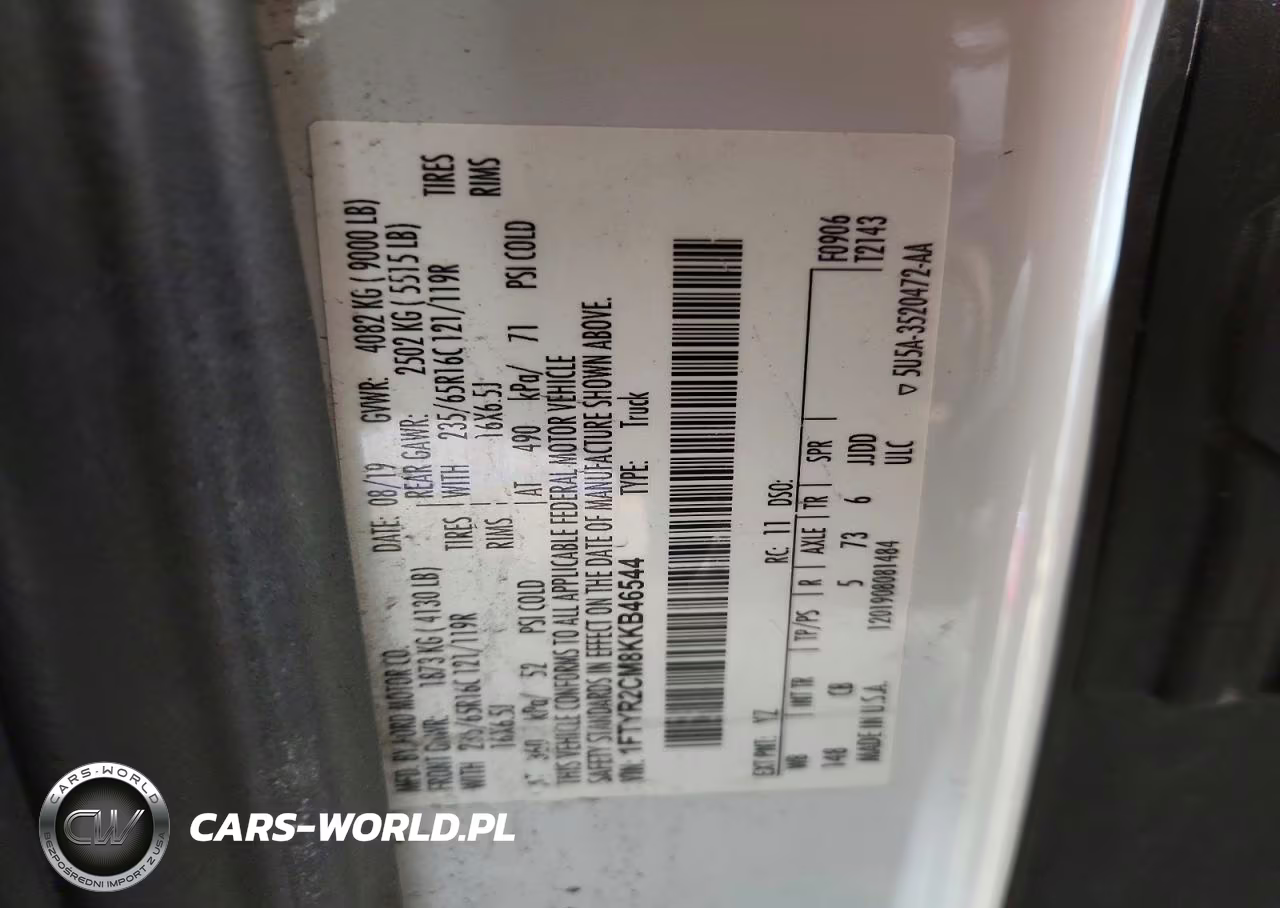 2019 Ford Transit T-250 Delivery Van VIN:1FTYR2CM8KKB46544 - 12