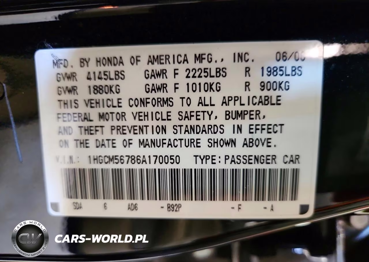 2006 Honda Accord Ex VIN:1HGCM56786A170050 - 12