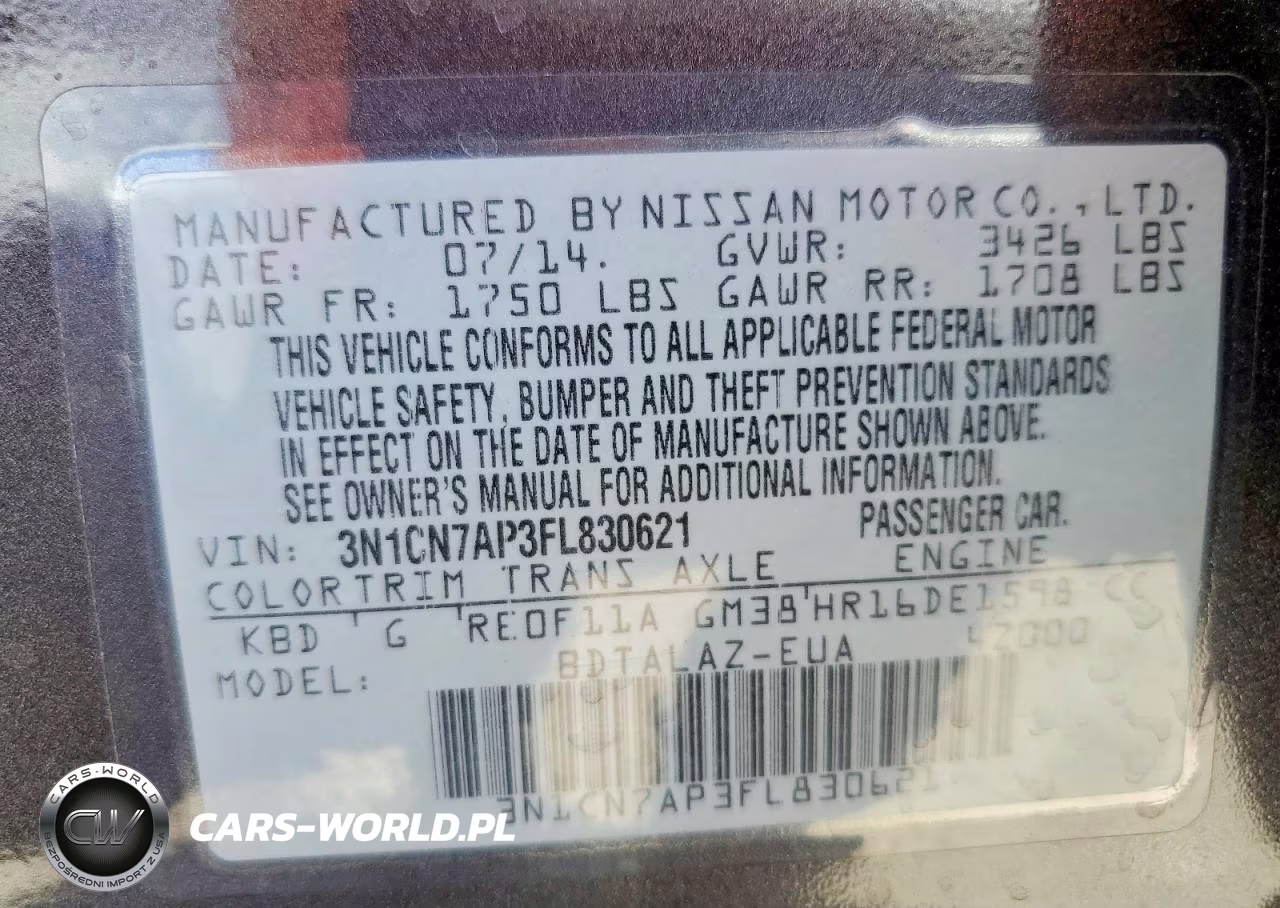 2015 Nissan Versa 1.6 S Plus VIN:3N1CN7AP3FL830621 - 13