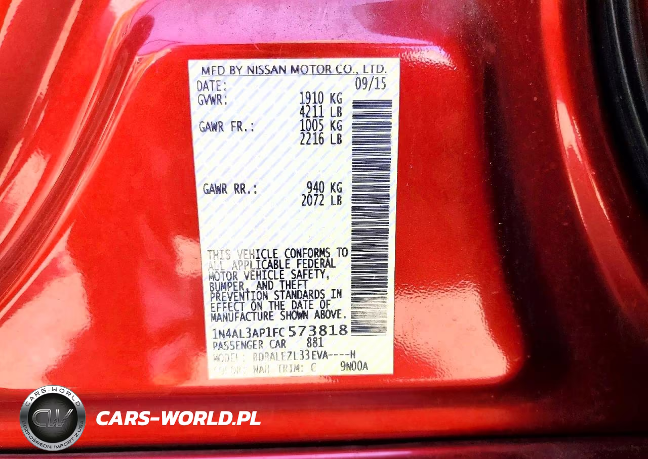 2015 Nissan Altima 2.5 S VIN:1N4AL3AP1FC573818 - 12
