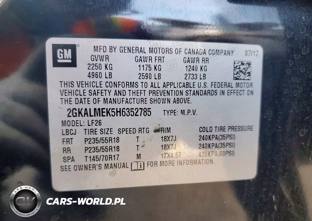 2017 GMC Terrain Sle VIN:2GKALMEK5H6352785 - 14