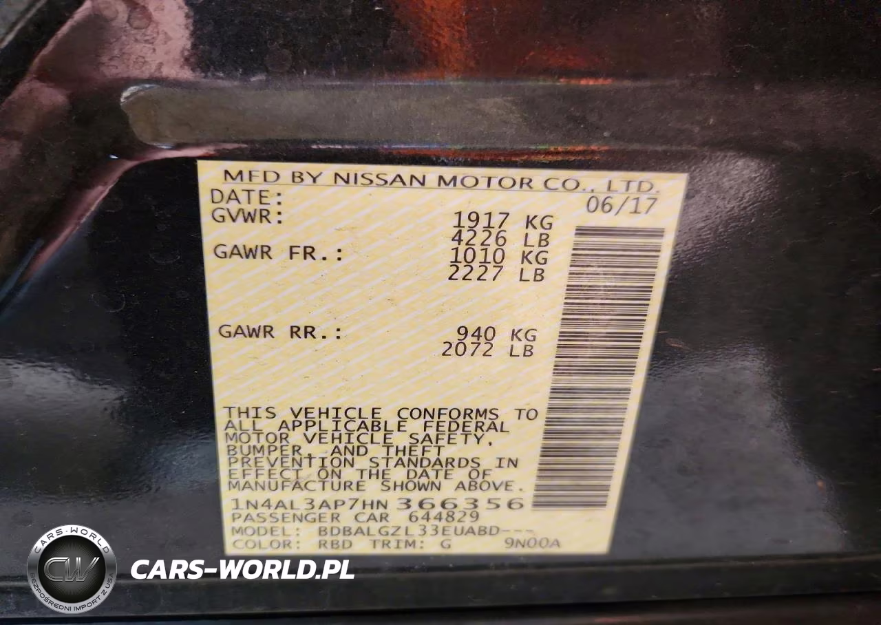 2017 Nissan Altima 2.5 S VIN:1N4AL3AP7HN366356 - 12