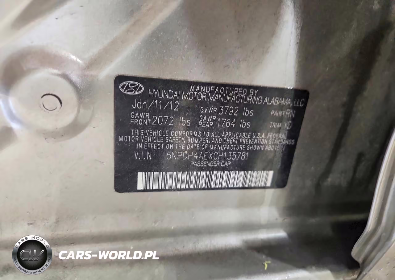 2012 Hyundai Elantra Gls VIN:5NPDH4AEXCH135781 - 13