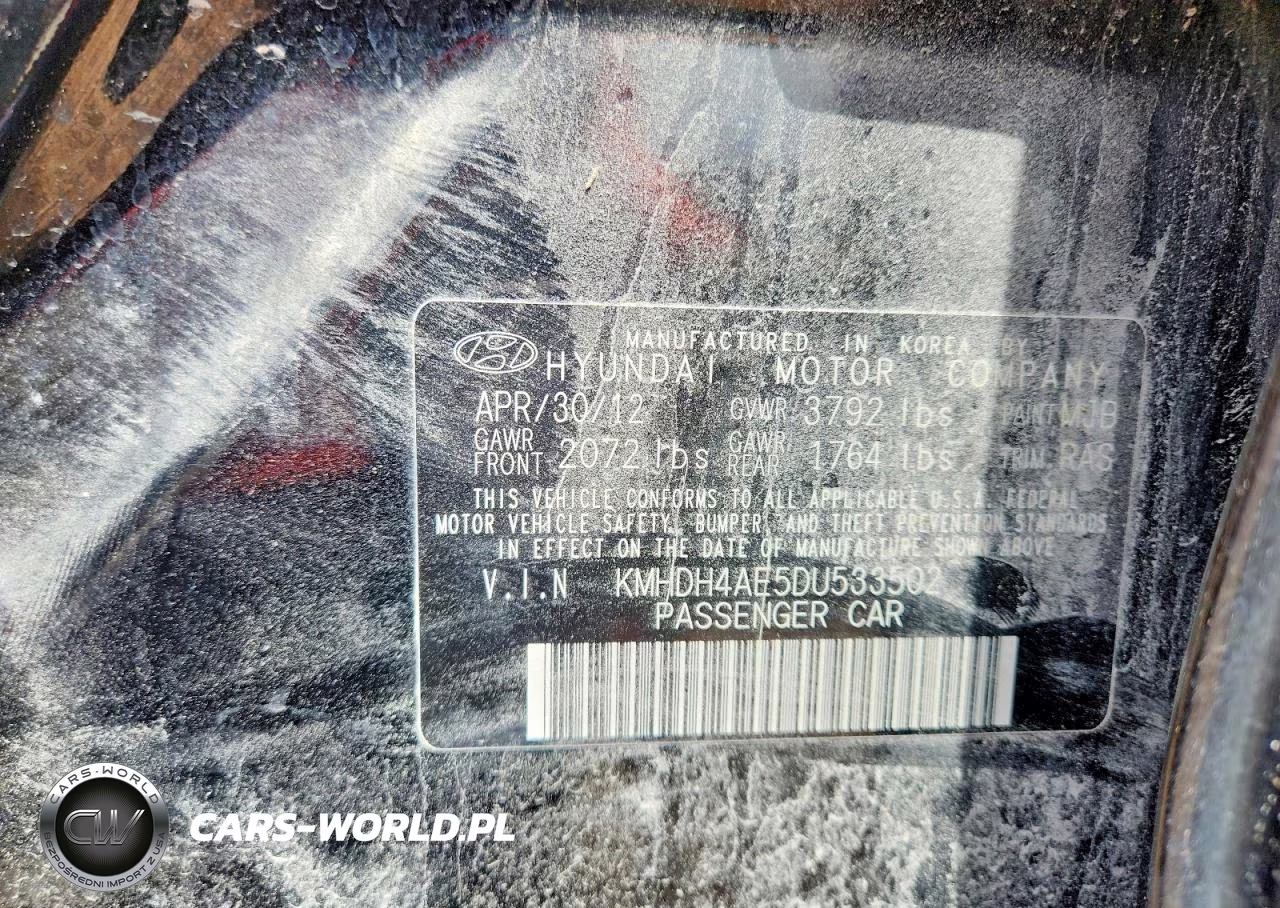 2013 Hyundai Elantra Gls VIN:KMHDH4AE5DU533502 - 12