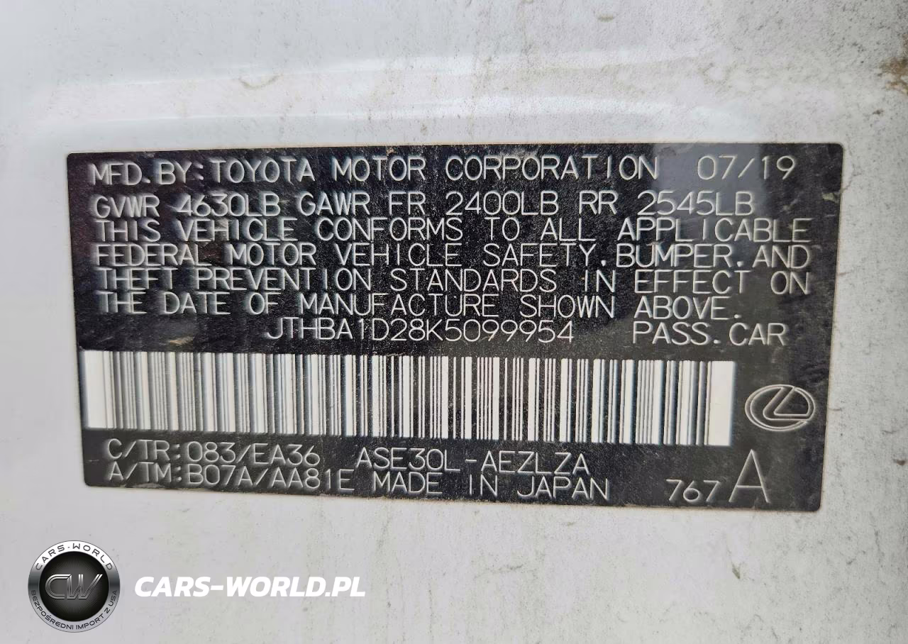 2019 Lexus Is 300 VIN:JTHBA1D28K5099954 - 12