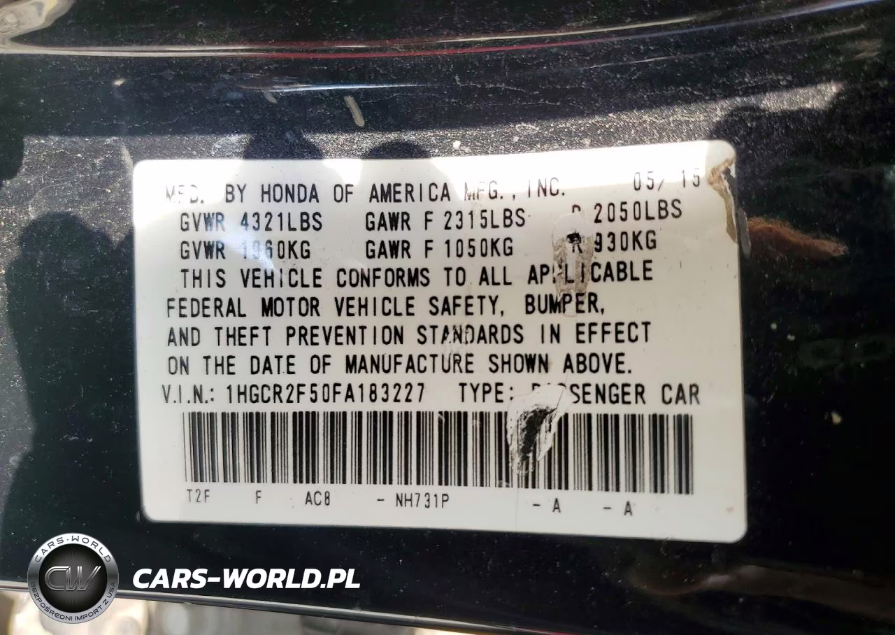 2015 Honda Accord Sport VIN:1HGCR2F50FA183227 - 13